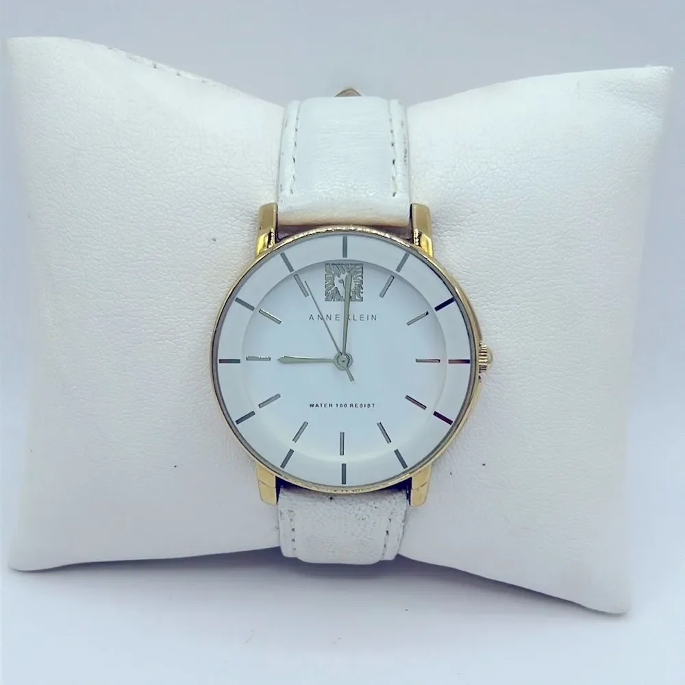 Working! Anne Klein Lion Logo White Minimalist Watch